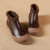 Leather Warm Cotton Boots  Boots Soft Botton  Surface Winter Thick Sole Mother Shoes MartLion   