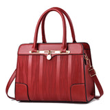 Leather Handbags Women Casual Female Bags Trunk Tote Shoulder Ladies Bolsos Mart Lion red  NV89 30x14x23cm 