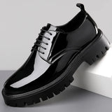 Style Youth Round Toe British Style Low Heeled Lace Up Casual  Leather Shoes for Men MartLion   