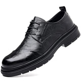 Platform Men's Shoes Luxury Oxford Shoes Casual Lace Up Dress Loafers Moccasins Office MartLion Black 44 