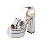 Summer Red Gold Women Platform Sandals Super High Heels Lady Party Shoes Small MartLion Silver 10 