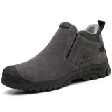 Men's Work Boots Anti-smash Anti-puncture Safety Shoes Chelsea Anti-scald Welding Indestructible MartLion 918-grey 38 