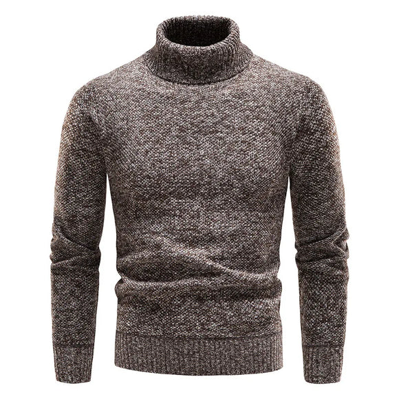 Men's Turtleneck Sweaters and Pullovers Knitted Sweater Winter Pullover Homme Wool Casual Solid Clothes MartLion coffee M 