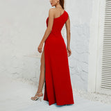 Luxury Evening Dress Ankle-Length Spring Women O-Neck Sleeveless Solid Color Frocks MartLion   