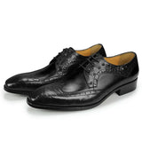 Genuine Brand Classic Derby Shoes Men's Autumn Social Cow Leather Casual Lace-up MartLion black 39 