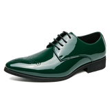 Classic Green Glitter Leather Brogue Shoes Men's Pointed Toe Elegant Dress Wedding MartLion green 293 38 CHINA
