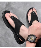 Summer Flip flops Men Sandals Leather Mens Casual Shoes Outdoor Men Leather Sandals for Men Beach Shoes Roman Shoes MartLion