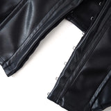 PU Leather Buckle Corsets Bustiers Women Slim Waist Fishbone Crown Girdle Low-cut Corset Tops Curve Shaper Modeling Bustier MartLion   