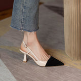 High Heels Summer Buckle Pointed Heel Sandals Women Comfort Simplicity Stilettos De Mujer Mart Lion Creamy-white 34 