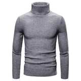 Autumn and Winter Men's Turtleneck Sweater Korean Version Casual All-match Knitted Bottoming Shirt MartLion Dark Gray M (55-65KG) 