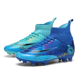 Men's Soccer Shoes High Ankle Soccer Boots Chuteira Futsal Outdoor Anti-slip Grass Training Soccer Sneakers Football MartLion 300-FG-TwoTone 35 