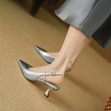 Women's Hollow Sandals Stiletto Heels Pointed Toe Slant Heels High Heels Party Banquet Wedding MartLion   