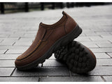 Hiking Shoes Men's Lightweight Loafers Slip-On Leather Moccasins Driving Caminhadas Trekking MartLion   