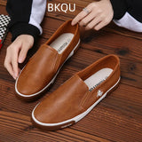 Men's Leather Shoes Flat Heel Low Top Slip-on Breathable Trendy All-match Spring and Autumn Main Push MartLion   