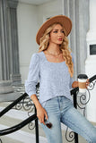 Autumn Winter Women's Solid U-Neck Casual Pit Square Neck Elegant Loose Versatile Long Sleeve T-shirt Top MartLion   