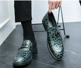  British Style Blue Glitter Leather Loafers Men's Comfy Platform Dress Shoes Slip-on Formal Zapatos De Vestir MartLion - Mart Lion