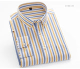 Men's Long Sleeve Plaid Checkered Heavy Cotton Shirt Single Patch Pocket Casual Shirts MartLion   