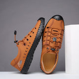 Men's Genuine Leather Sandals Trendy Summer Roman Shoes Casual Soft Beach Footwear Flats Mart Lion   