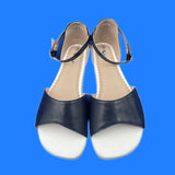 Summer Barefoot Genuine Leather Flat Sandals Women with Soft Sole Zero Drop Wider Toes Box Weight MartLion Navy Blue 44 