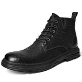 British Style Men's Interview Formal Boots High-end Short Winter Trend High Top Shoes MartLion Black-2 44 