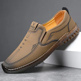 Spring Autumn Men's Shoes Soft Leather and Soles Flat with Line Casual Designer Middle-aged Old Dad Loafers MartLion 3 38 