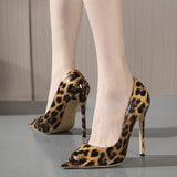 Liyke Shoes Pumps Women Leopard Print Pointed Peep Toe Stripper Heels Party Female Sandals Stiletto Zapatos Mujer Mart Lion   