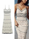 Women's Beach Style Crochet Hollow Slim Sling Sweater Long Dress MartLion   