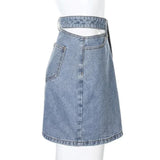 Waist Split Wrap Skirt Women Summer Slim Fit Denim Half-body Dress Female MartLion   