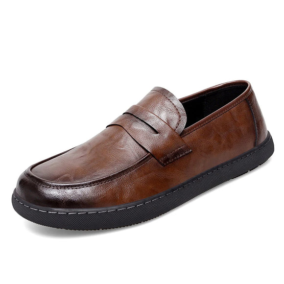 Men's Tassel Loafers Cowhide Formal Shoes Soft  Driving Shoes Simple Slip On Men's Casual Shoes MartLion Brown 38 