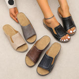 Outdoor Casual Wedges Sandals Women Summer Open Toe Non-slip Beach Slippers Pu Leather Thick Bottom Slides MartLion   