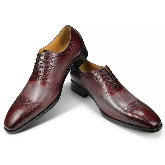 Luxury Men’s Dress Shoes with Genuine Leather In Classic Brogue Elastic Band Oxford Formal MartLion   