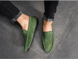 Genuine Leather Men's Loafers Zapatos De Hombre Formal Dresses Shoes Casual Green Orange Moccasin Sneakers Flats MartLion   