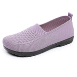 Women's mesh shallow cut flat shoes Breathable casual Mother's shoes casual MartLion G-YM33-Purple 41 