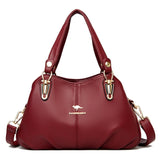 Luxury Soft Leather Handbags Designer Retro Crossbody Bags Women Large Capacity Ladies Shoulder Messenger Sac Mart Lion Wine Red NB82  