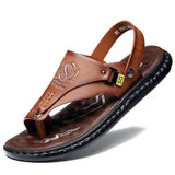 Men's Sandals Summer Soft soled Anti slip Beach Shoes flip-flops Casual Outwear MartLion Brown 43 