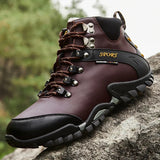 Men's Genuine Leather Boots Hiking Boots Hiker Winter Trekking Hiking Fuzzy Snow Waterproof Adventure MartLion   