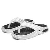 Men's Slippers Summer EVA Soft-soled Platform Slides Sandals Indoor Outdoor Shoes Walking Beach Flip Flops MartLion White black 40-41(25.5CM) 