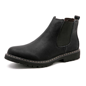 Genuine Leather Chelsea Boots Men's Winter Shoes Autumn Warm MartLion black Leather Inside 6.5 