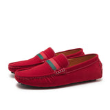 Suede Leather Penny Peas Loafers Men's Women Boys Driving Shoes Moccasins Slip on Flats Designer Loafers Pink MartLion HK003 Red 13 