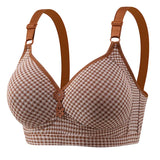 Bras Plaid Thin Cup Push Up  Bralette Tops Female Middle Aged Padded MartLion 06 One Size CHINA | 40 or 90BC