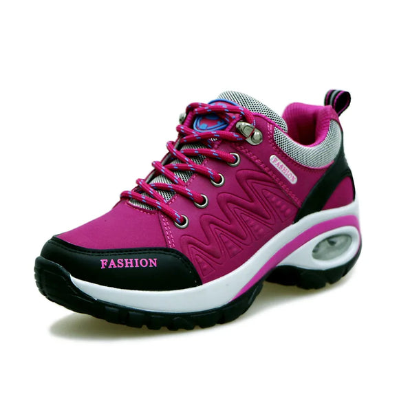 Women Sports Shoes Platform Sneakers Outdoor Hiking  Non-Slip Casual Low Top Running Footwear MartLion rose red 35 