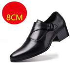Leather Men's Dress Shoes High Heel British Elevator Shoes Wedding Party Oxford Footwear Increasing 6/8cm MartLion Black Increasing 8cm 6 