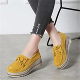 Spring Women Flats Shoes Platform Sneakers Slip On Flats Leather Suede Ladies Loafers Casual loafers MartLion YELLOW 2 40 