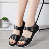 Summer Leather Open Toe Women Sandals Trendy Buckle Flat Sole Woman Shoes Outdoor Casual Ladies Beach MartLion   