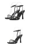 Liyke Women Crystal Sandals Thin High Heels Buckle Strap Gladiator Shoes Open Toe Sandal Zapatos Mujer MartLion   