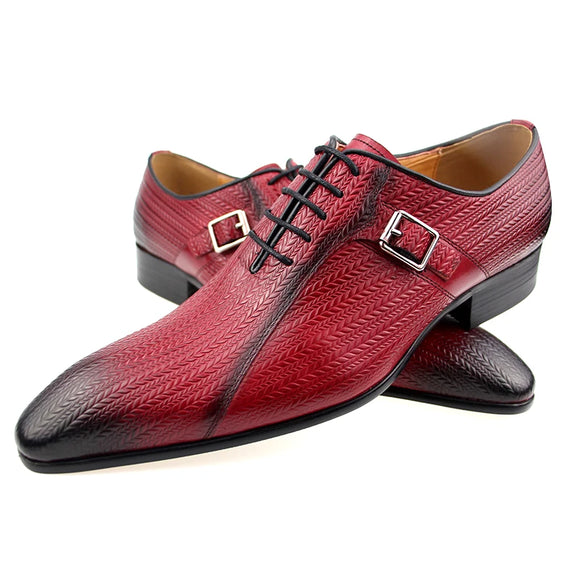 Made Luxury Men's Shoes Wedding Genuine Brock Lace Up Leather Sapato Dress Office Printing Latest MartLion   