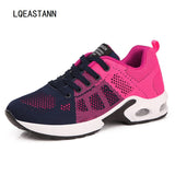 Thick Bottom Ladies Sneakers Breathable Soft Sole Ladies Casual Shoes Women Mesh High-Top Zapatos De Mujer Mart Lion Pink1 4.5 