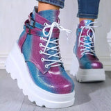 Design Women High Heels Punk Gothic Female Motorcycle Boots Platform Women Boots Wedges Ankle Boots MartLion