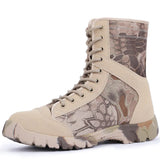High-top Camouflage Tactical Canvas Shoes Summer Breathable Ultralight Combat Military Boots Men's Outdoor Security Training MartLion Sand Python 37 