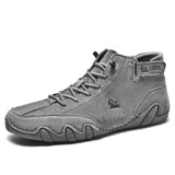 Leather Boots Men's High Top Shoes Sneakers Luxury Shoes Motorcycle Footwear Casual MartLion grey 37 